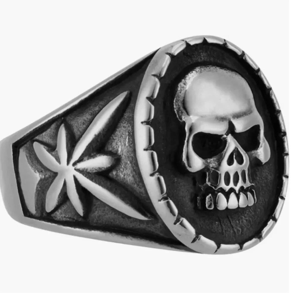 Ed Hardy Men's Skull Head silver‎ gunmetal Statement Ring size 11 NEW in box